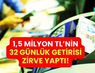 Mevduat Faizleri Tavan Yaptı: İşte 1,5 Milyon TL'nin 32 Günde Getirisi