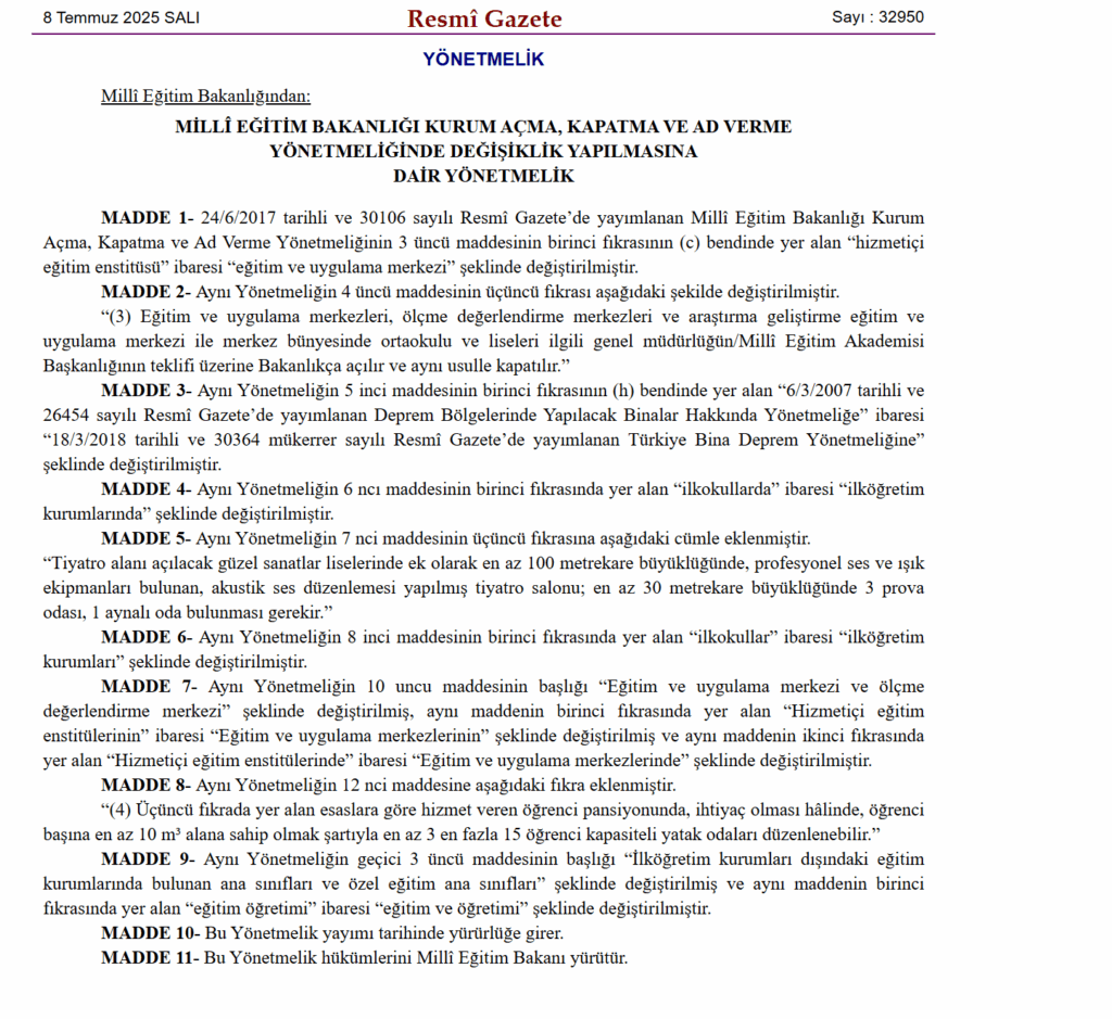 MEB'den Eğitime Neşter: Kurum Açma ve Kapatma Yönetmeliği Resmî Gazete'de!